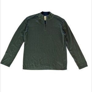ECOTHS organic cotton size large mens sweater 1/4 zip green